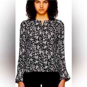 BNWT Ganni black and white floral blouse
